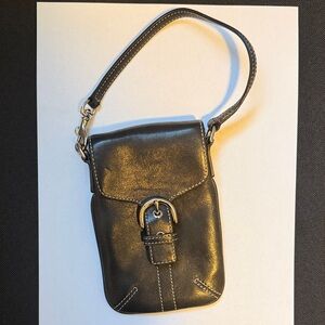 Coach Black Leather Wristlet Mini Pouch